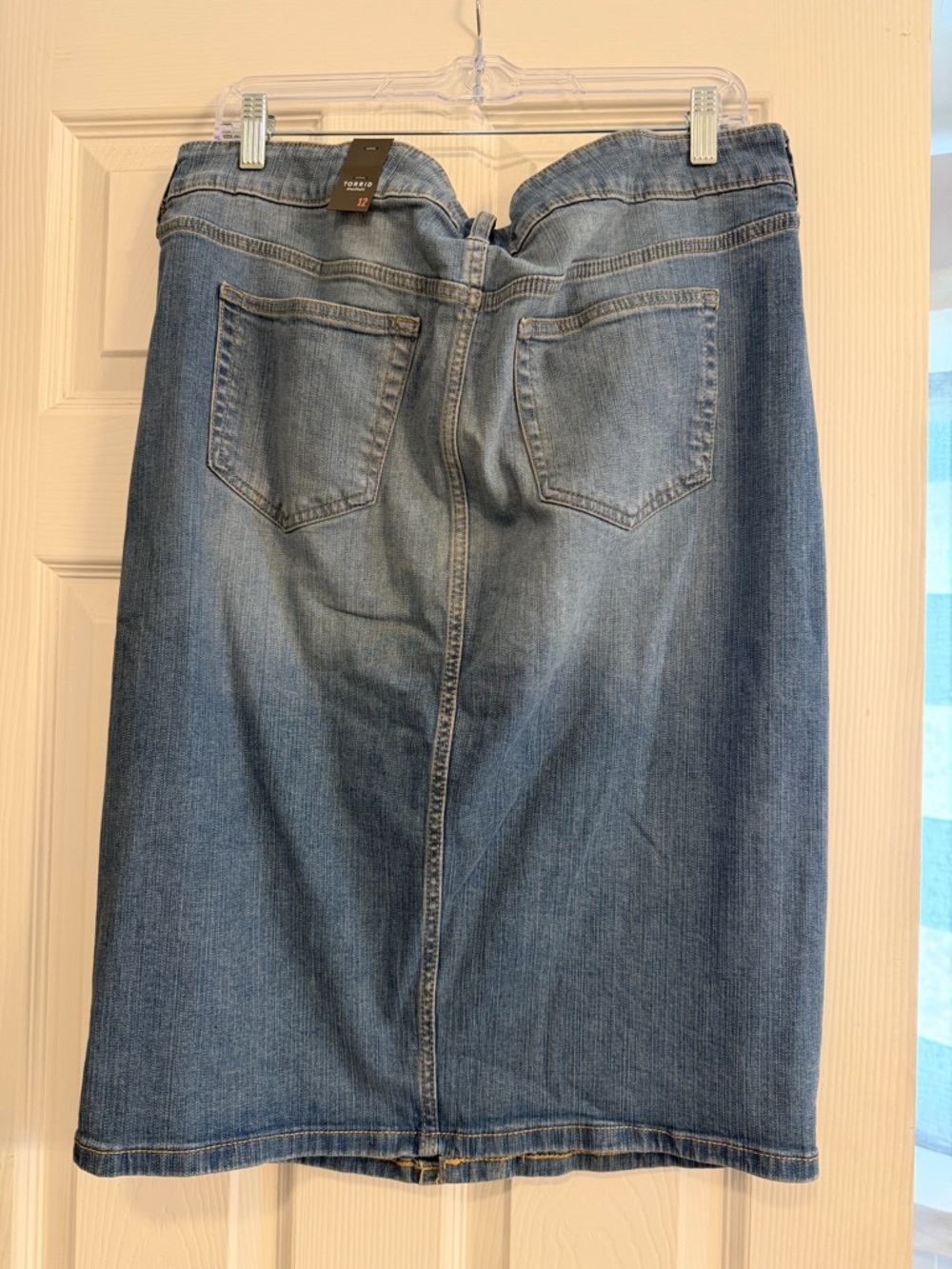 torrid Light Blue Button-Front Denim Midi Skirt - Picture 2 of 5
